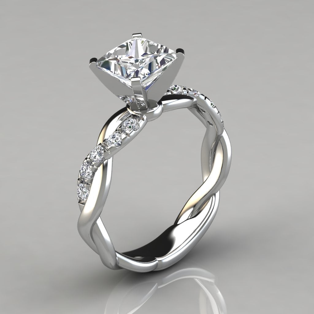 "Twist Princess Cut Moissanite Engagement Ring "