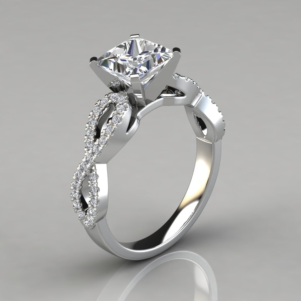 "Infinity Design Princess Cut Moissanite Engagement Ring "