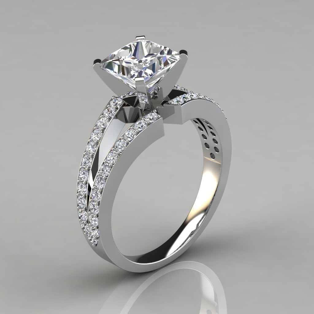 "Split Shank Princess Cut Moissanite Engagement Ring "