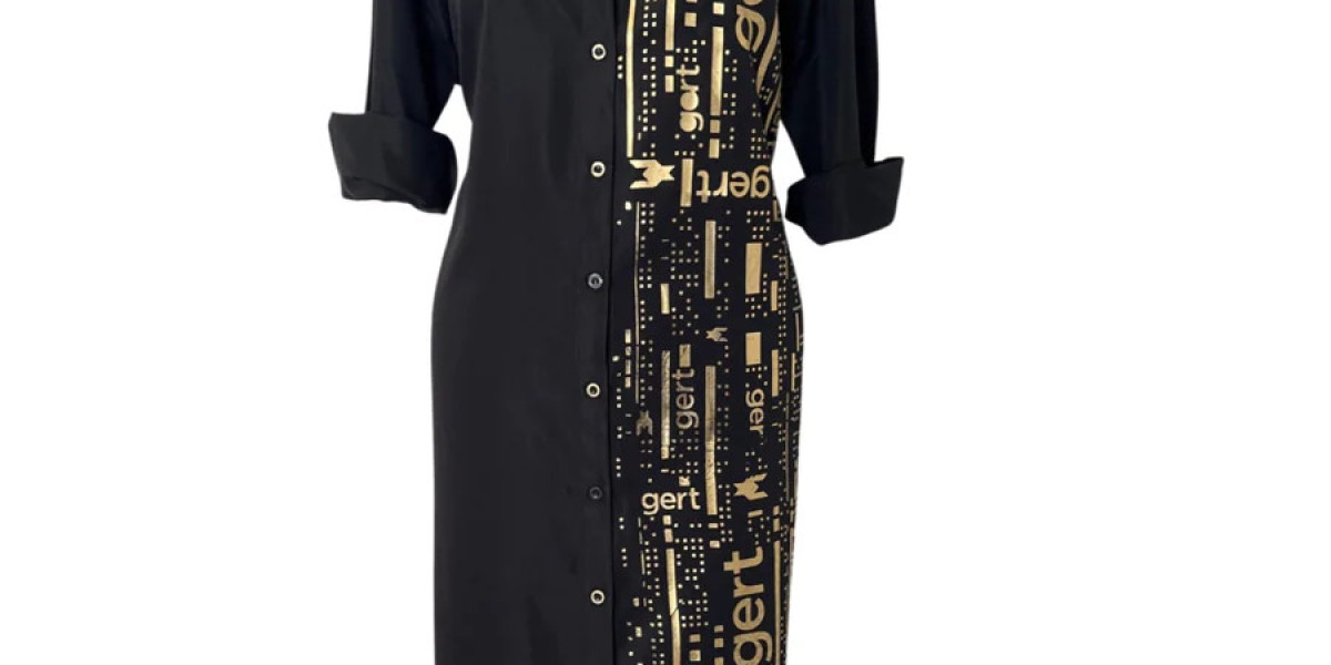 Embrace Elegance: The Black and Gold Shirt Dress