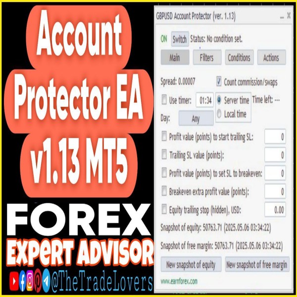 Account Protector EA v1.13 MT5 (Works on Build 4873+) | Forex Robot | MT5 Expert Advisor - The Trade Lovers