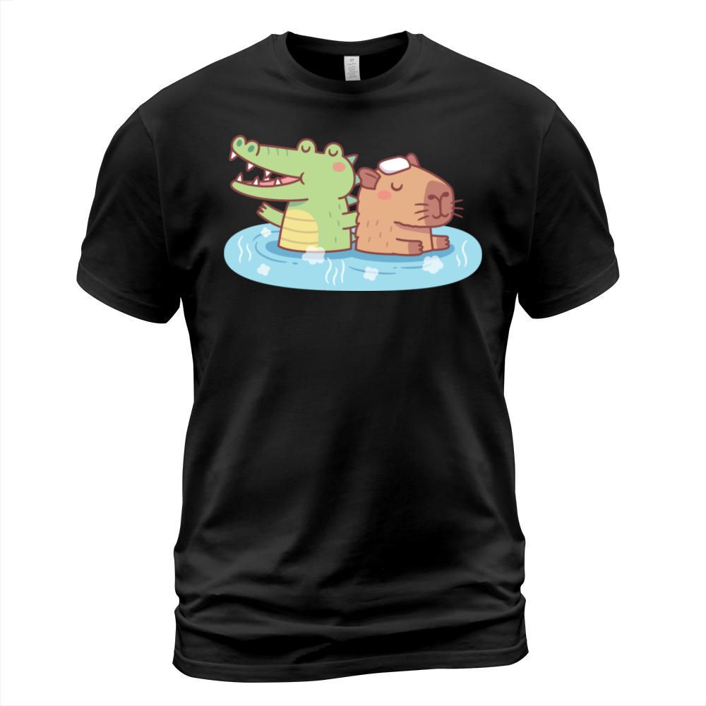 Funny Crocodile And Capybara Chilling In Hot T-Shirt Unisex