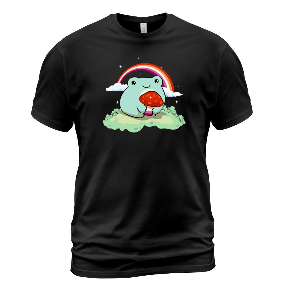 Lesbian Pride Flag Cute Frog Mushroom Subtle LGBTQ T-Shirt Unisex