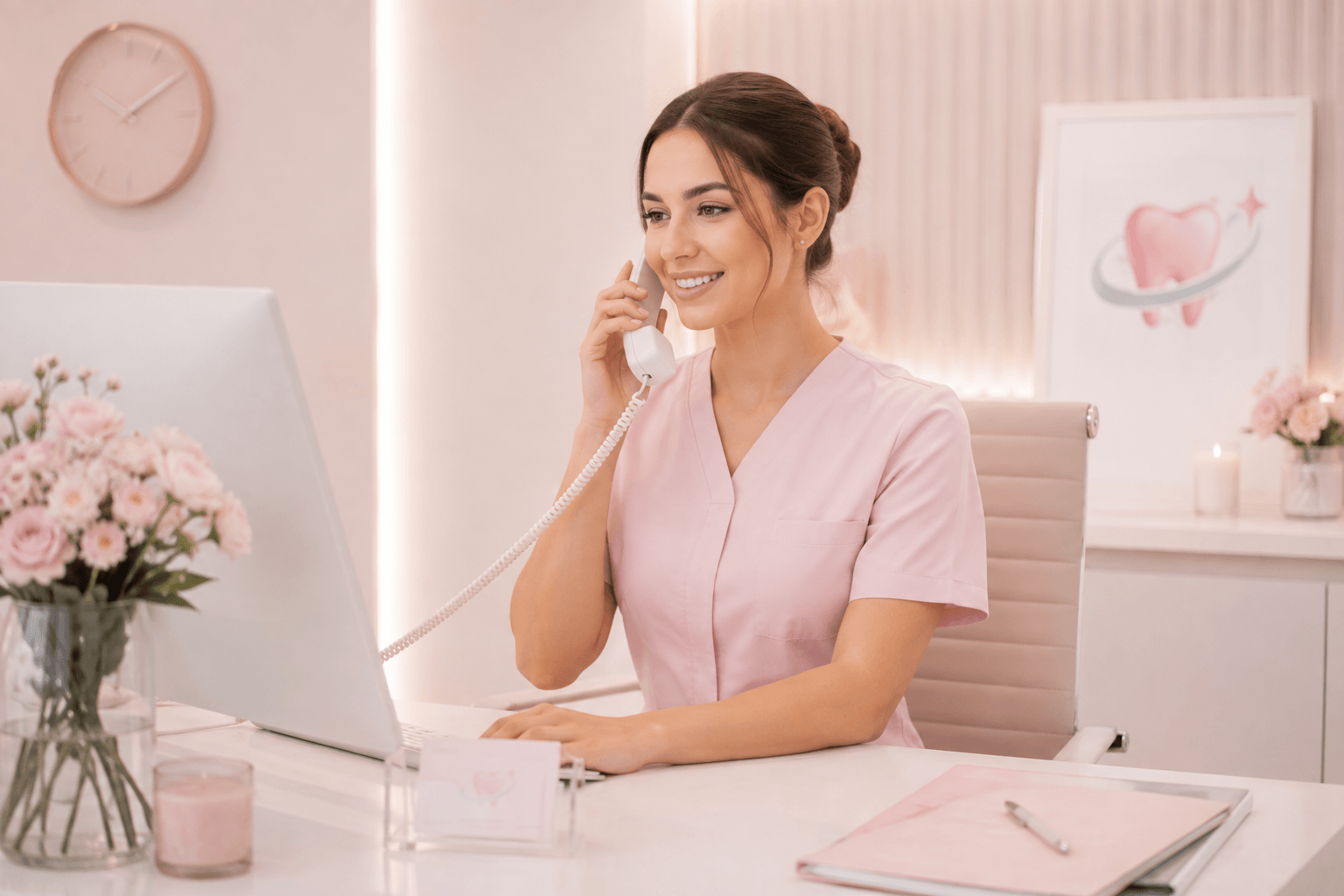 A person writing down notes and questions before making a teeth whitening enquiry