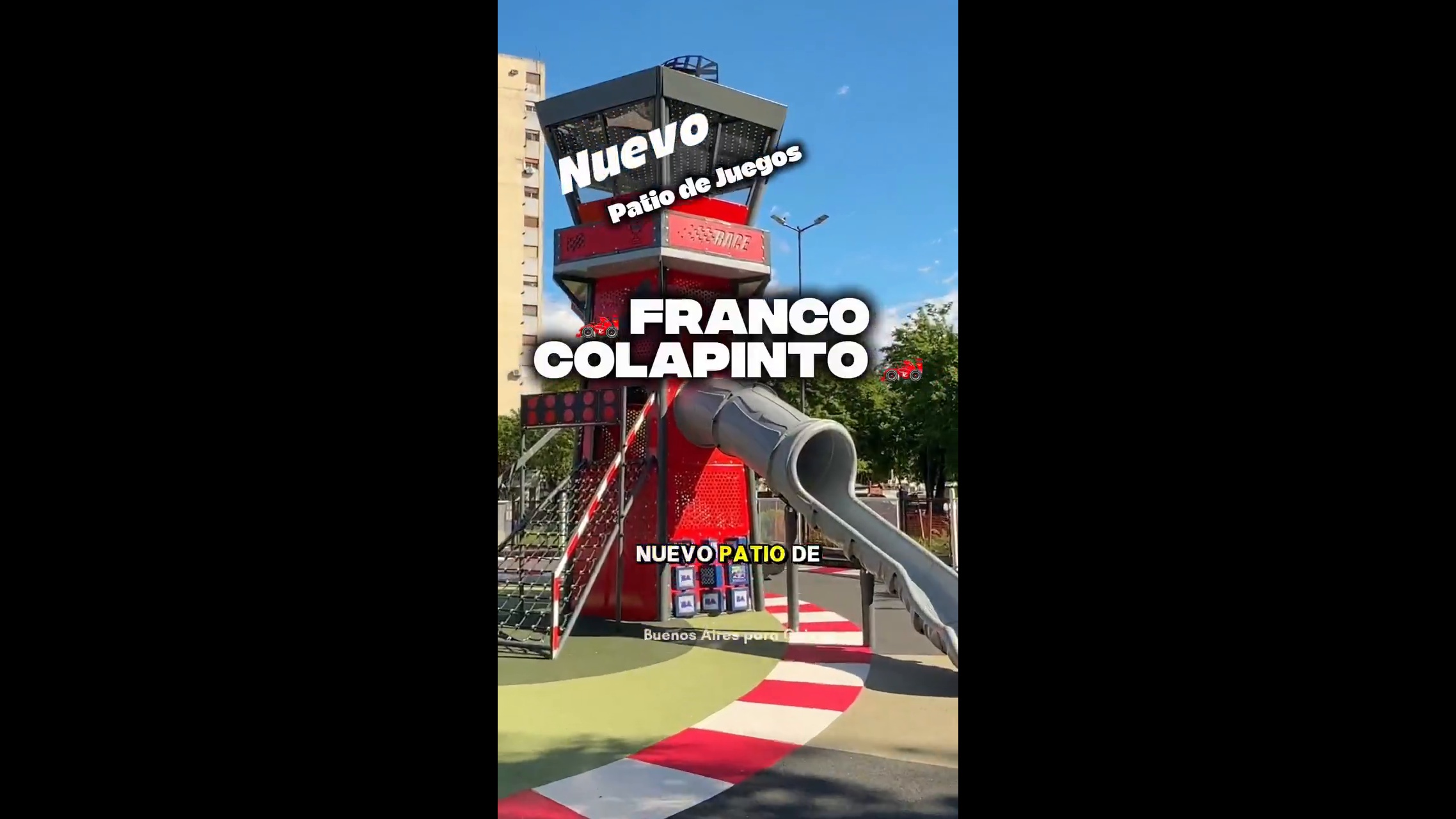 La Plaza Villa Real estrenó un patio de juegos inspirado en la Fórmula 1 y Franco Colapinto.