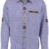 Men's Trachten Shirt with Embroidery Detail Red or Blue Check