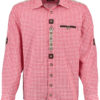 Men's Trachten Shirt with Embroidery Detail Red or Blue Check - Image 3