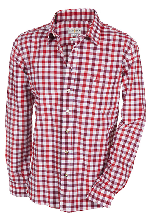 Men’s Trachten Shirt Two-Tone Check in Blue or Red – Trachten-Quelle
