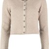 Ladies' Short Sweater Dimensional Diamond Pattern Black or Oatmeal - Image 3