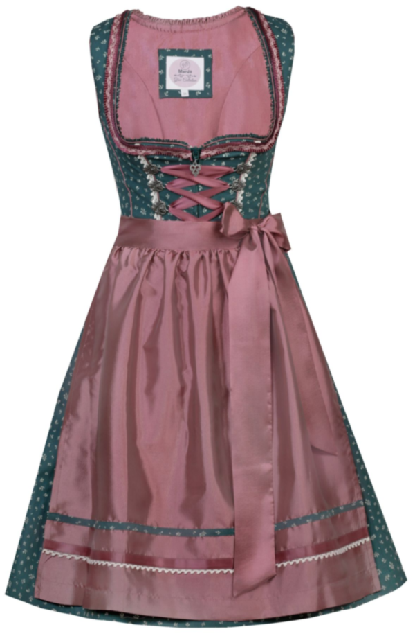 Button Front Dirndl in Apricot and Teal by Bergweiss – Trachten-Quelle