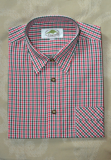 Men’s Casual Shirt Red and Green Open Check – Trachten-Quelle