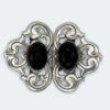 Clasp for Apron or Cape Large Antique Silver with Jet Cabochon
