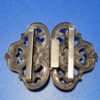 Clasp for Apron or Cape Large Antique Silver with Jet Cabochon - Image 2