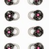 Dirndl Bodice Hooks Floral Circle with Pink Rhinestone (8)