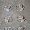 Dirndl Bodice Hooks Dimensional Rose Whitewashed Gold Set of Six