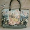 Vintage Print Large Linen Tote/Travel Bag