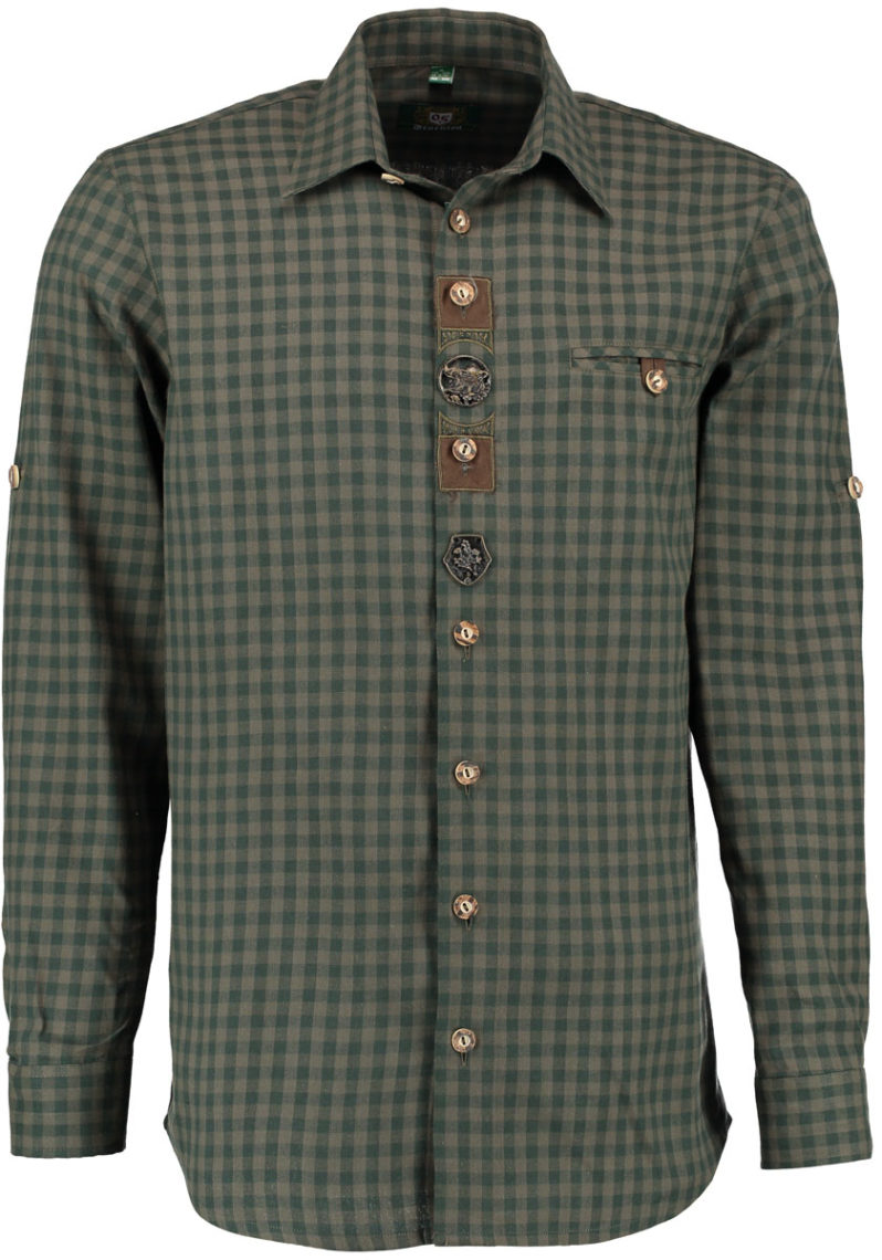 Men’s Trachten Shirt with Wild Boar Front Metal Detail – Trachten-Quelle