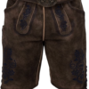 Men's Lederhosen Shorts Utz Antiqued Brown with Navy Stitching