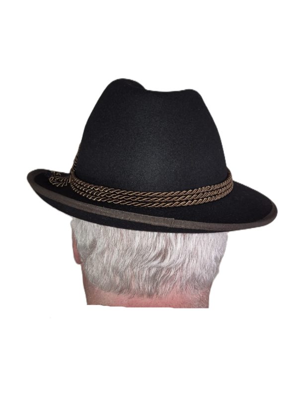 Wuidara Hat Black Wool with Brown Trim - Image 2