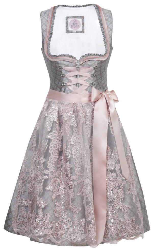 Dirndl Mia Dark Taupe and Pink by Marjo