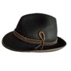 Wuidara Hat Black Wool with Brown Trim
