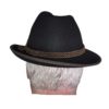 Wuidara Hat Black Wool with Brown Trim - Image 2