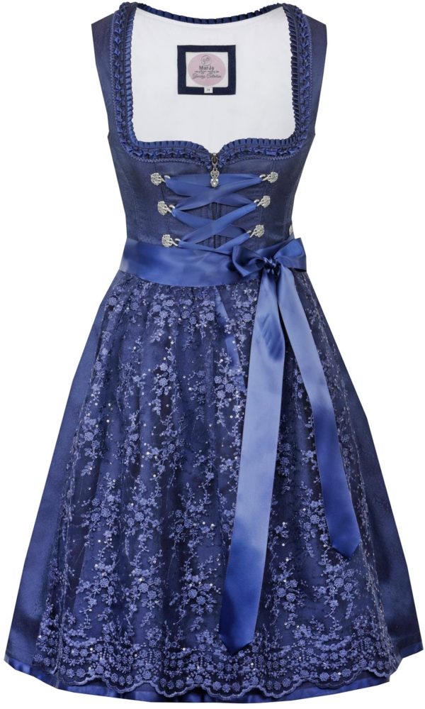 Dirndl Himmelkron Navy Blue with Lace Apron by Marjo