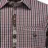 Men's Trachten Shirt Two-Tone Check Burgundy and Black - Image 4