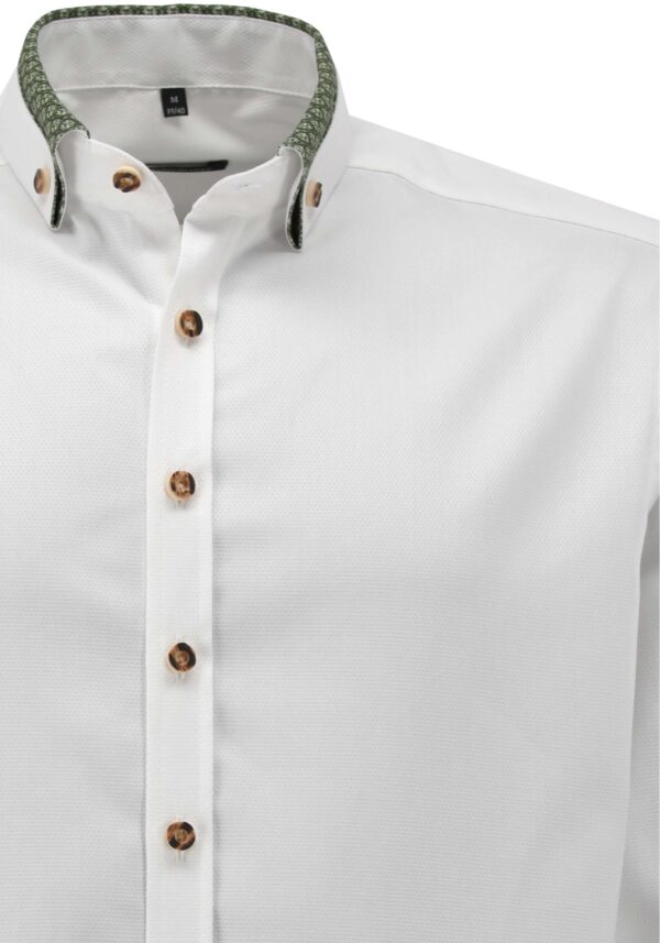 Men's Shirt White with Contrast Banding and Collar Detail *Slim Fit* - Image 2