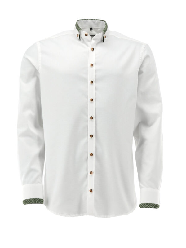 Men's Shirt White with Contrast Banding and Collar Detail *Slim Fit*