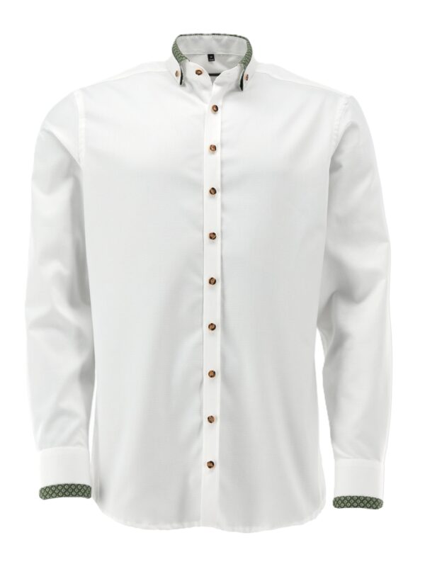 Men's Shirt White with Contrast Banding and Collar Detail *Slim Fit*