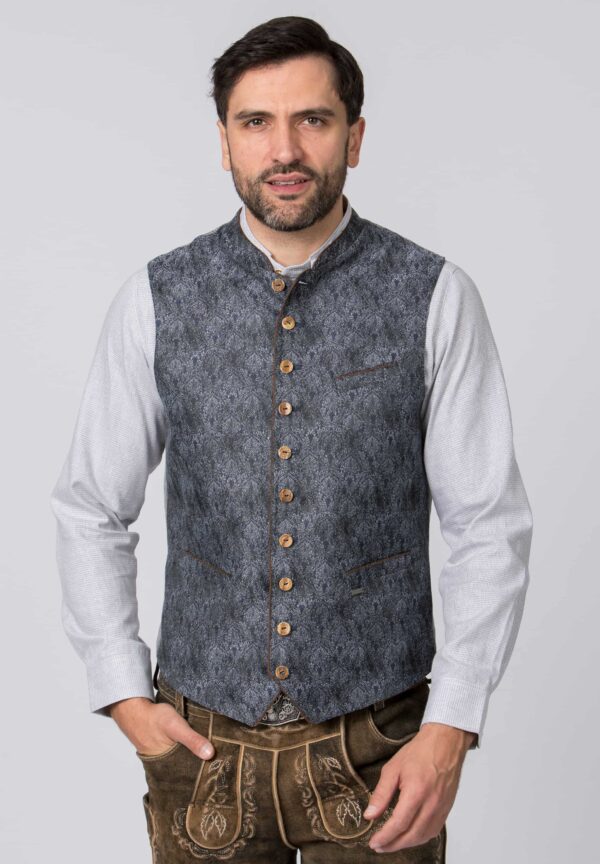 Men's Vest Christiano Grey-Blue Brocade - Image 3