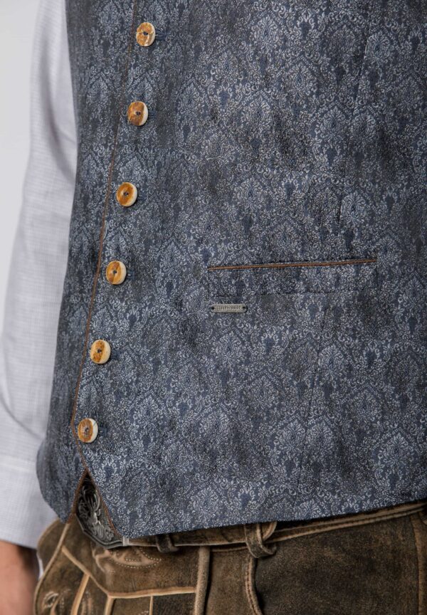 Men's Vest Christiano Grey-Blue Brocade - Image 2