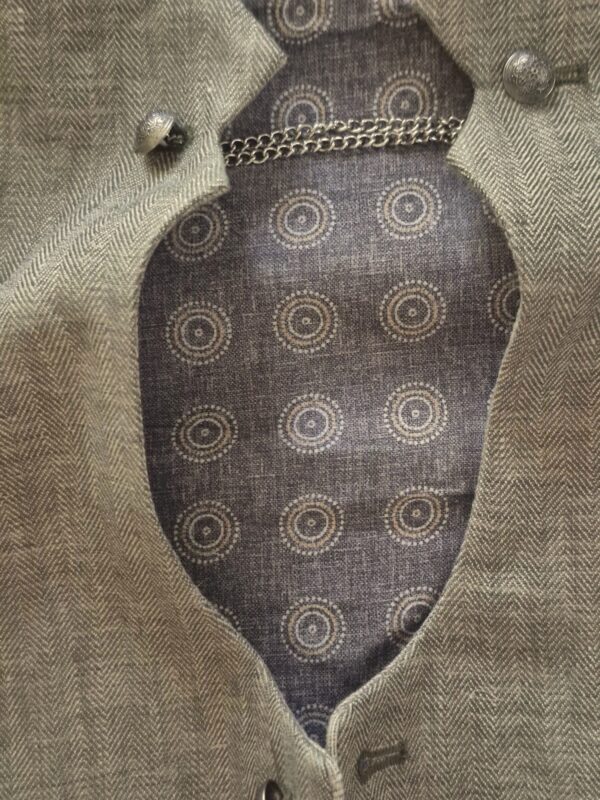 Men's Traditional Linen Vest Bennet Light Olive - Image 4