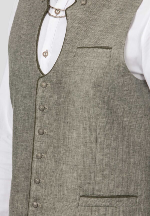 Men's Traditional Linen Vest Bennet Light Olive - Image 2