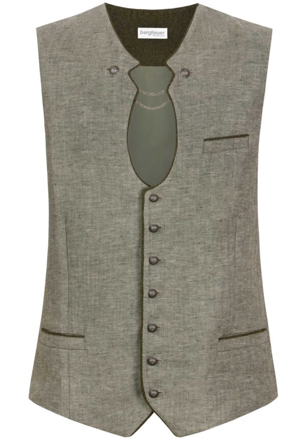 Men Traditional Linen Vest Bennet Light Olive