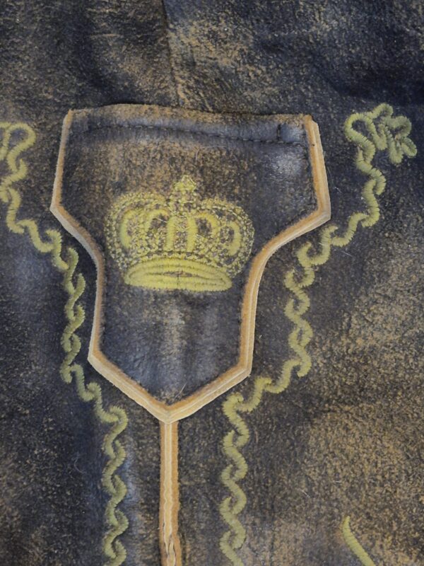 Men's Lederhosen Dark Brown with Green Stitching - Image 3