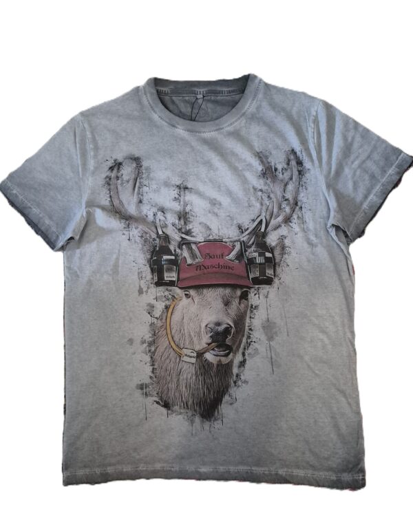 Men's Tee Vintage Stag with Drinking Helmet Grey