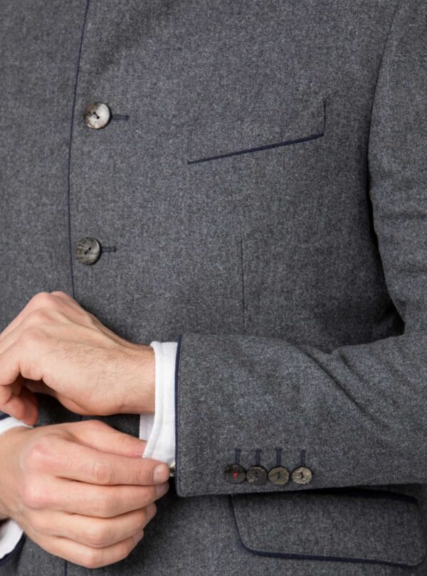 Men's Jacket Luciano Grey Navy with Tab Collar - Image 2