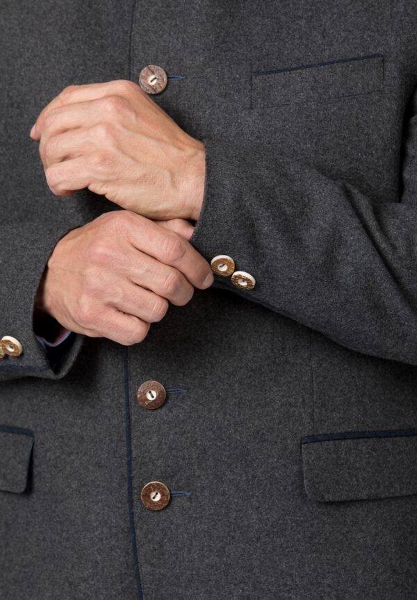 Men's Trachten Jacket Titus Grey with Blue - Image 2