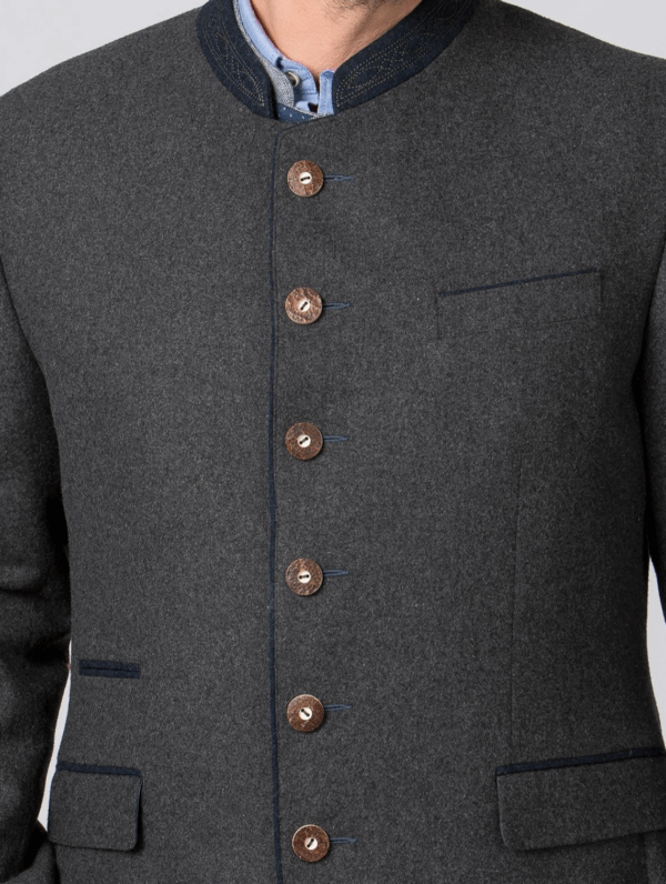 Men's Trachten Jacket Titus Grey with Blue - Image 3