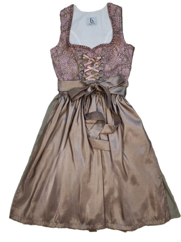 Dirndl Rose with Taupe and Light Olive by Bergweiss