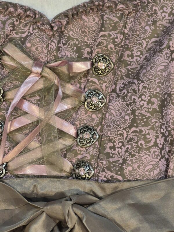 Dirndl Rose with Taupe and Light Olive by Bergweiss - Image 2