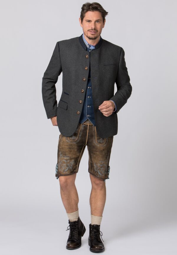 Men's Trachten Jacket Titus Grey with Blue - Image 5