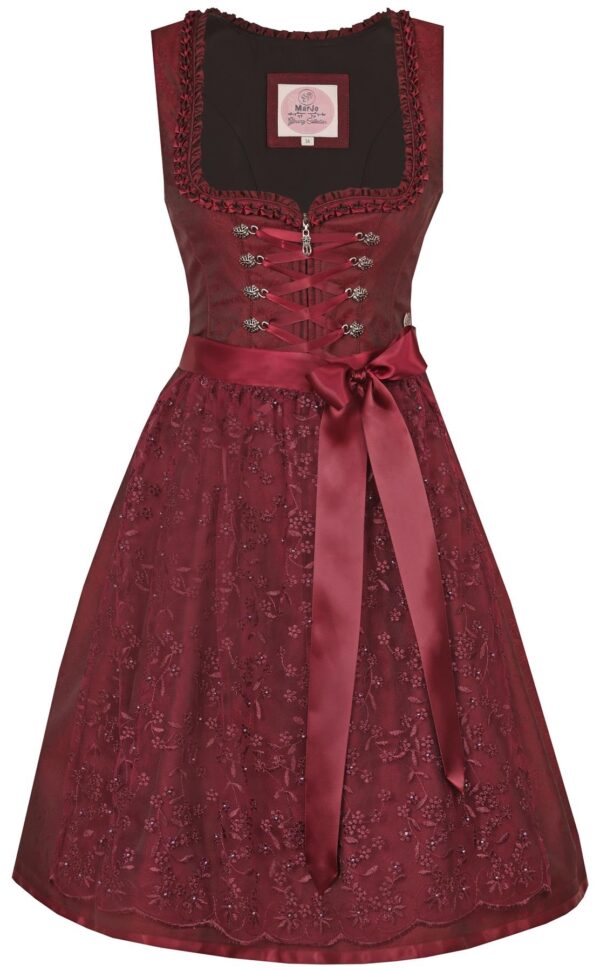 Dirndl Bibertal Burgundy with Lace Apron by Marjo