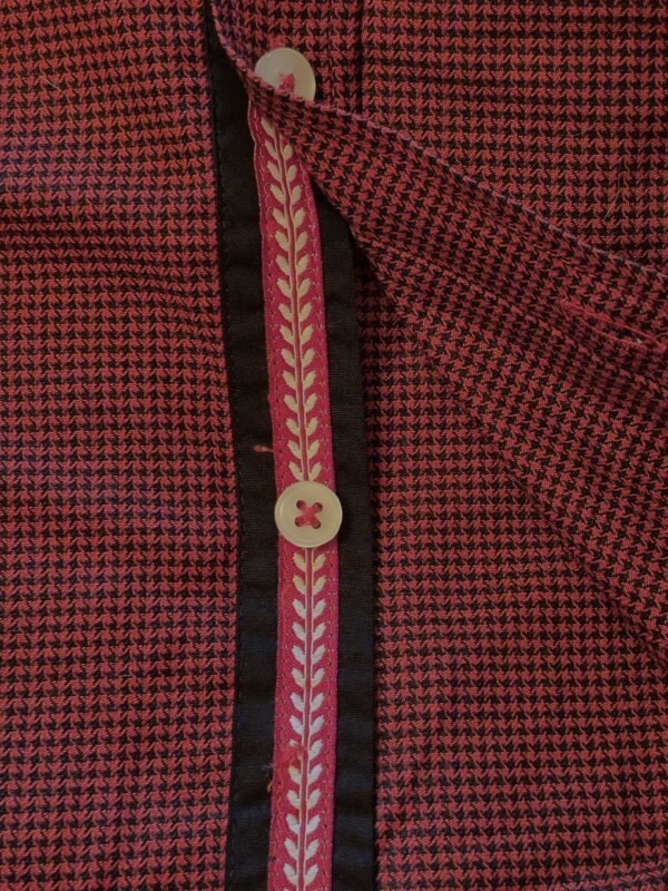 Men's Slim Fit Micro-Check Cutaway Collar Shirt Red and Black - Image 4
