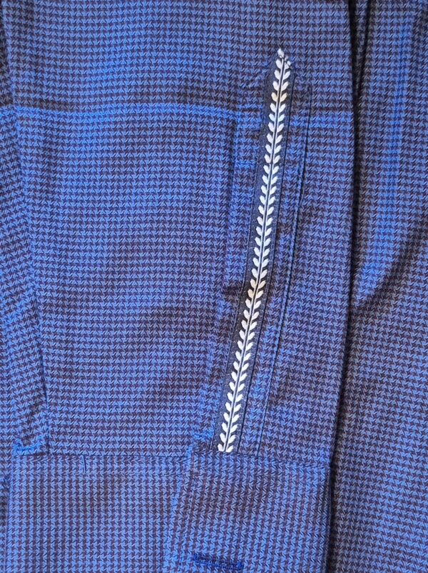 Men's Slim Fit Micro-Check Cutaway Collar Shirt Bright Royal Blue and Black - Image 2
