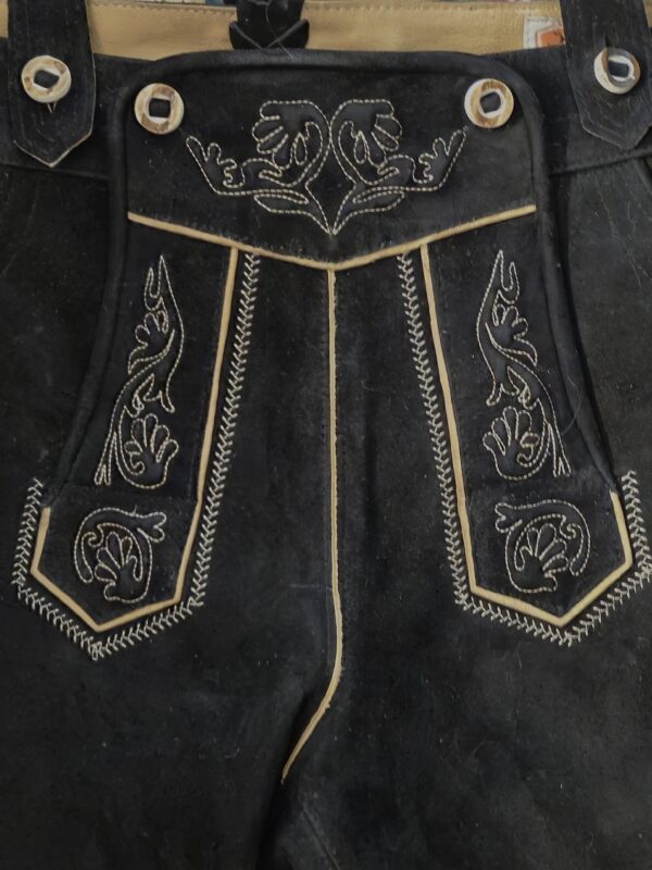 Men's Lederhosen Egbert Black Suede Shorts w Suspenders - Image 2
