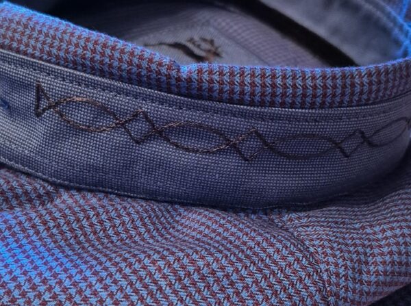 Men's Slim Fit Micro-Check Cutaway Collar Shirt Bright Royal Blue and Black - Image 3