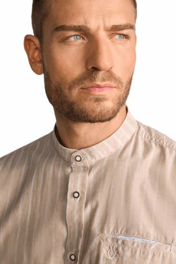 Men's Traditional Round Collar Trachten Shirt by Krueger - Image 3